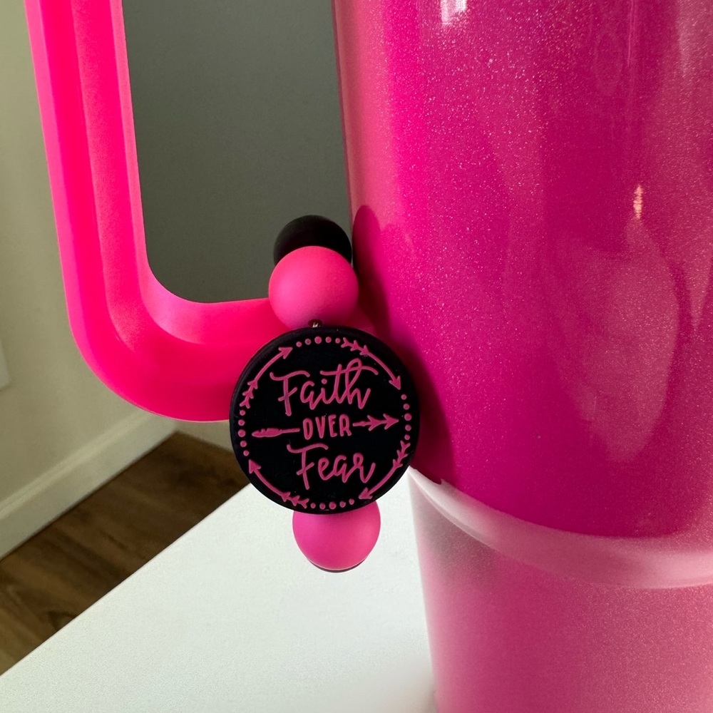 (2/$18) Pink Faith Over Fear Stanley Charm / Bag Charm
